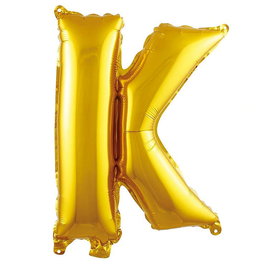 16 inç K harfi gold folyo balon, yaklaşık 36 cm