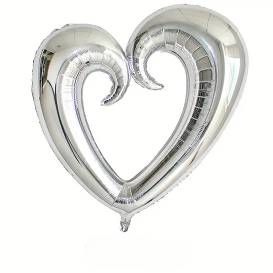 40'' Ortası Boş Kalp Gümüş Folyo Balon