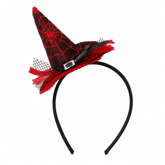 Örümcek Ağı Desenli Mini Cadı Şapkalı Halloween Tacı