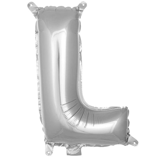 16 inç L harfi gümüş folyo balon, yaklaşık 36 cm