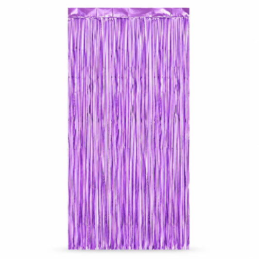Lila metalik püsküllü fon perdesi 100 x 200 cm