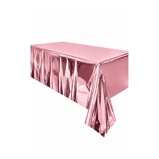 Parlak pembe renk metalize masa örtüsü 137 × 187 cm