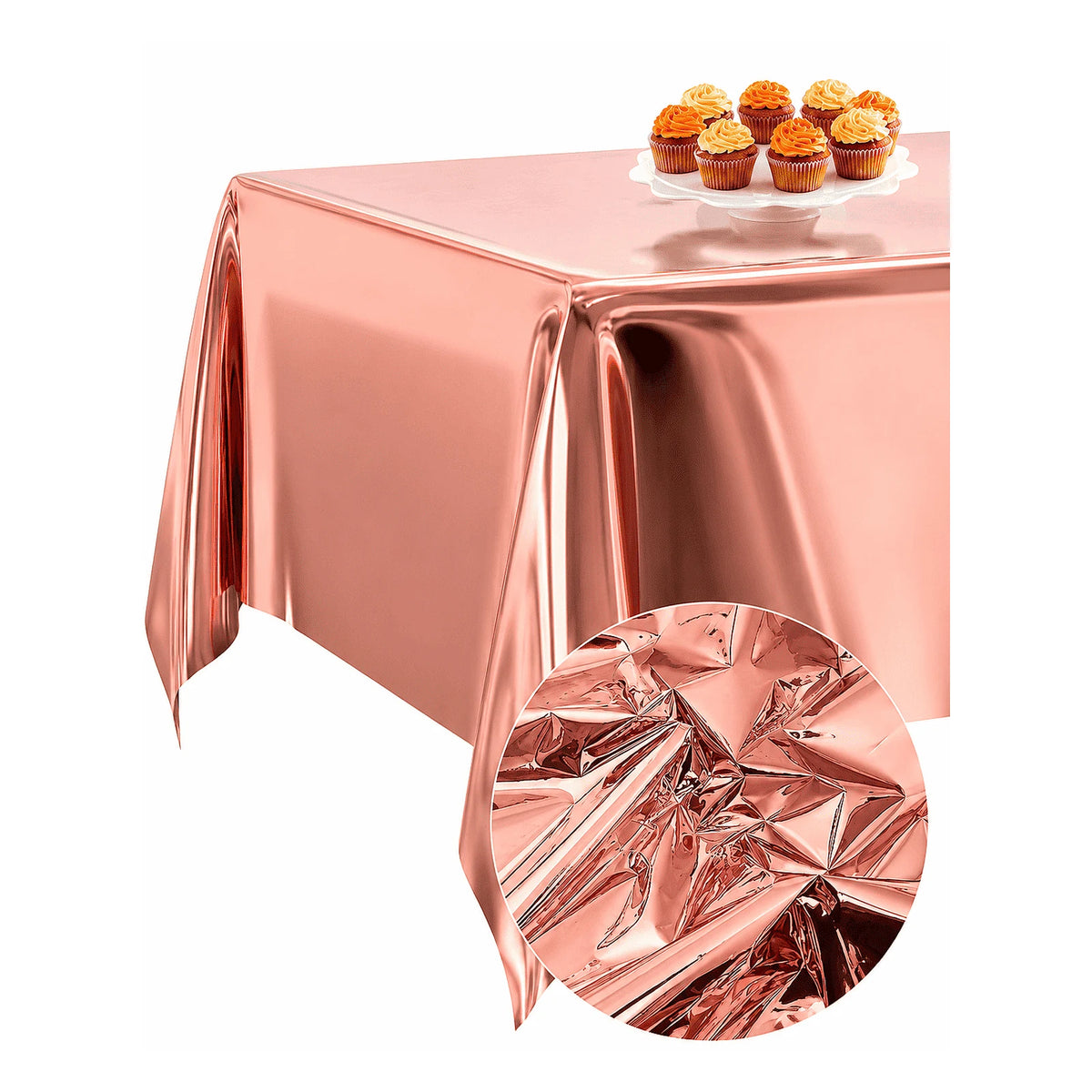 Parlak rose gold renk metalize masa örtüsü 137 × 187 cm