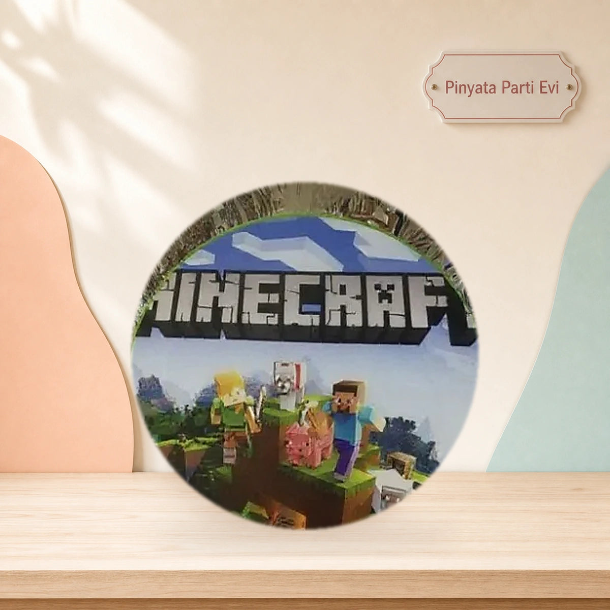 Minecraft Temalı Yuvarlak Pinyata - Pinyata Parti Evi