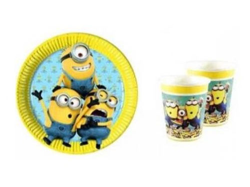 Minions Temalı 8 tabak ve 8 bardak doğum günü parti seti