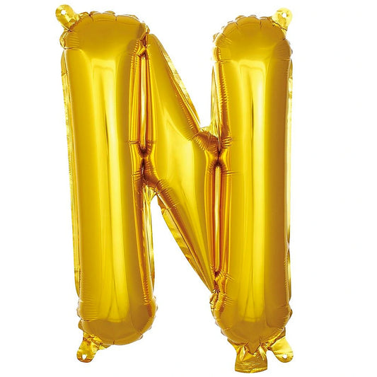 16 inç N harfi gold folyo balon, yaklaşık 36 cm