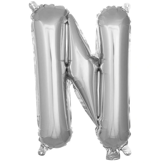 16 inç N harfi gümüş folyo balon, yaklaşık 36 cm