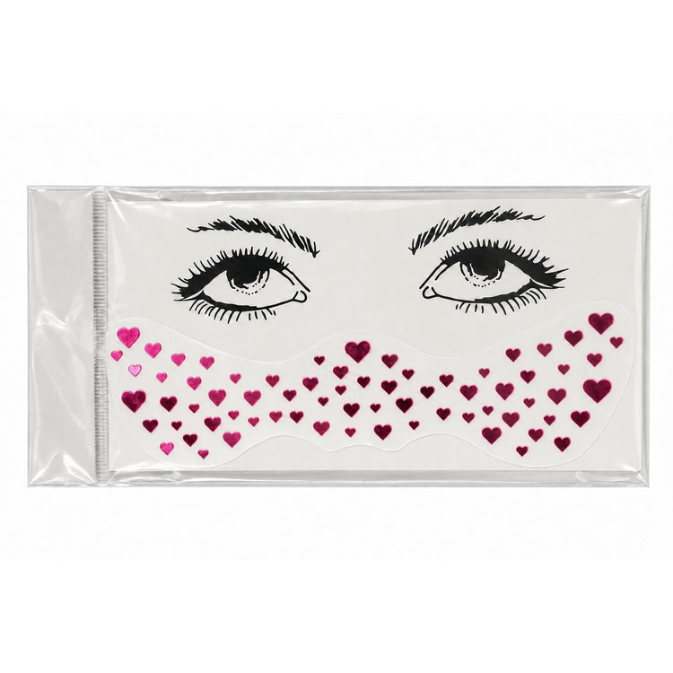 Pembe kalp taşlardan oluşan göz altı yüz taşı sticker seti