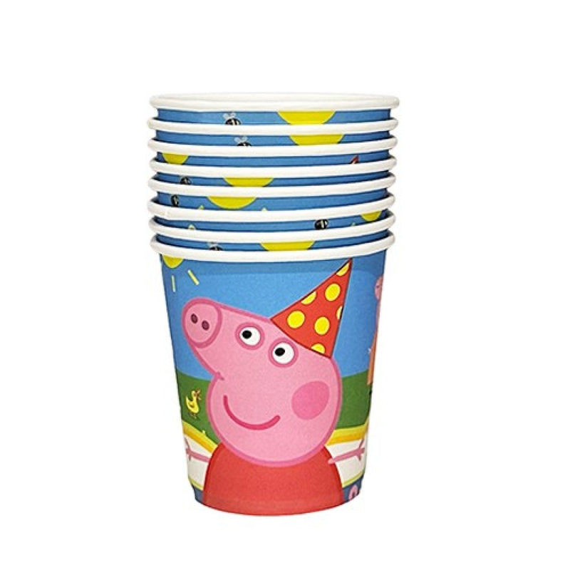 Peppa Pig Temalı 8 tabak ve 8 bardak doğum günü parti seti