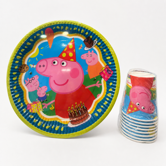 Peppa Pig Temalı Tabak Bardak Seti – 8+8 Parça