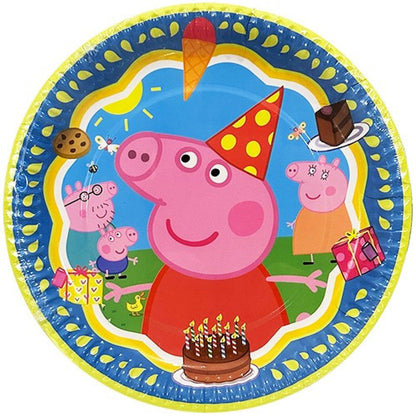 Peppa Pig Temalı 8 tabak ve 8 bardak doğum günü parti seti