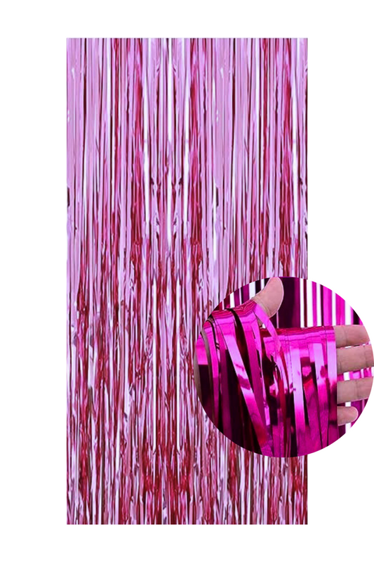 Lila metalik püsküllü fon perdesi 100 x 200 cm