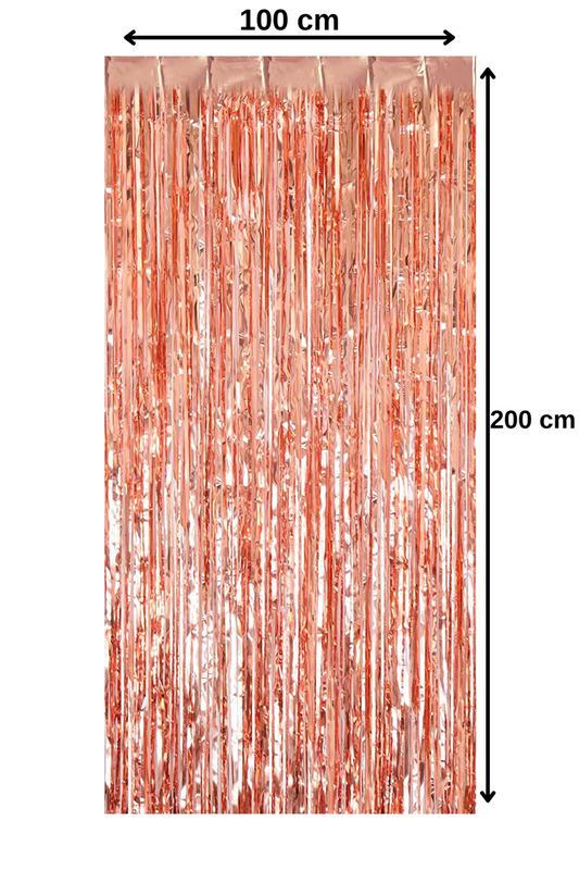 Rose Gold metalik püsküllü fon perdesi 100 x 200 cm