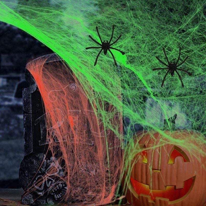Halloween Renkli Örümcek Ağı ve 2 Örümcek – 1 Adet