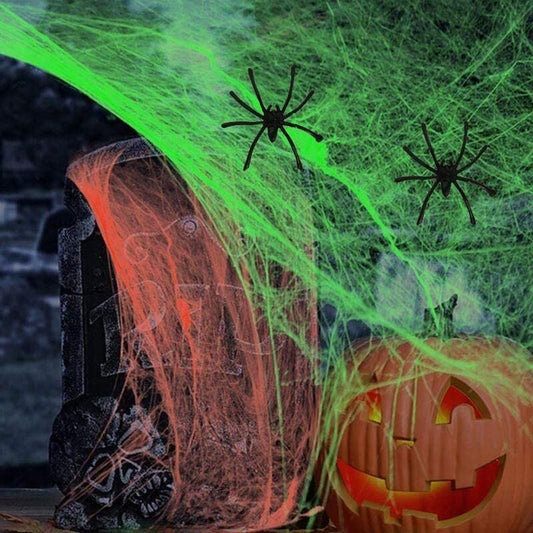 Halloween Renkli Örümcek Ağı ve 2 Örümcek – 1 Adet