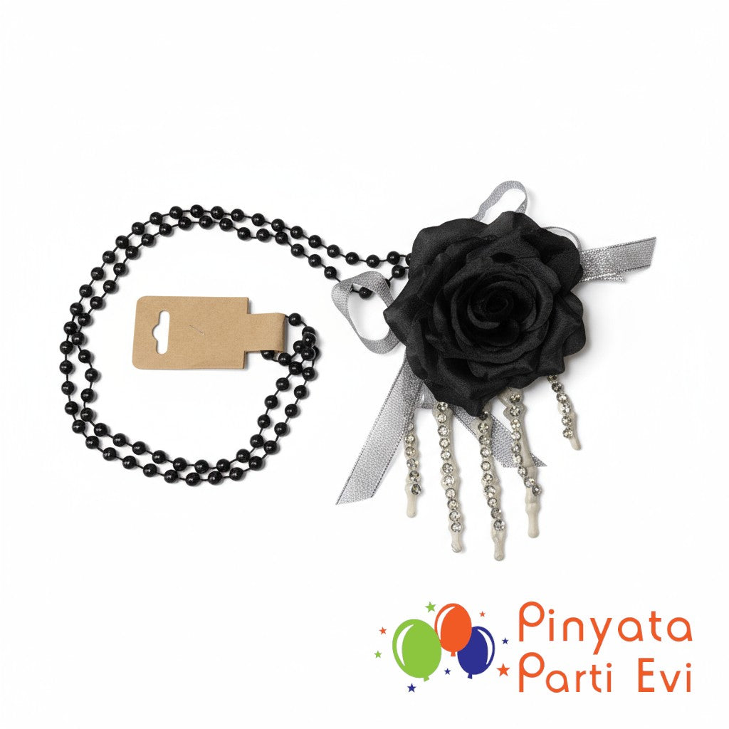 Halloween Kemik El Kolye Kırmızı