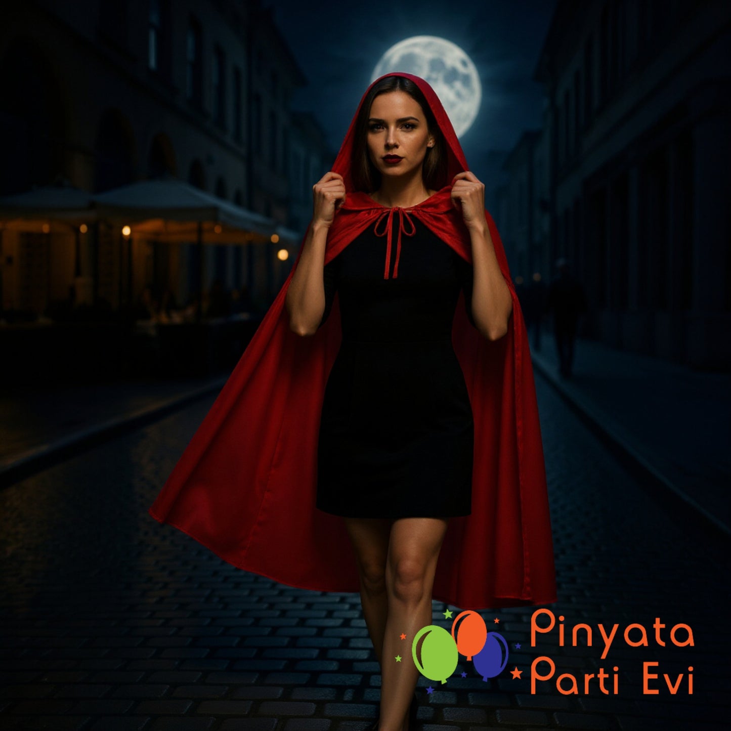 Halloween Kapüşonlu Pelerin Kırmızı