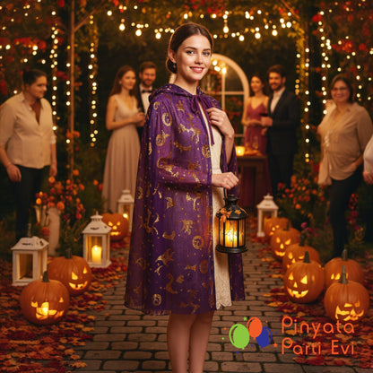 Halloween Pelerin Mor 80 cm