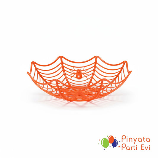 Halloween Örümcek Ağı Kase Turuncu 28 x 7,8 cm