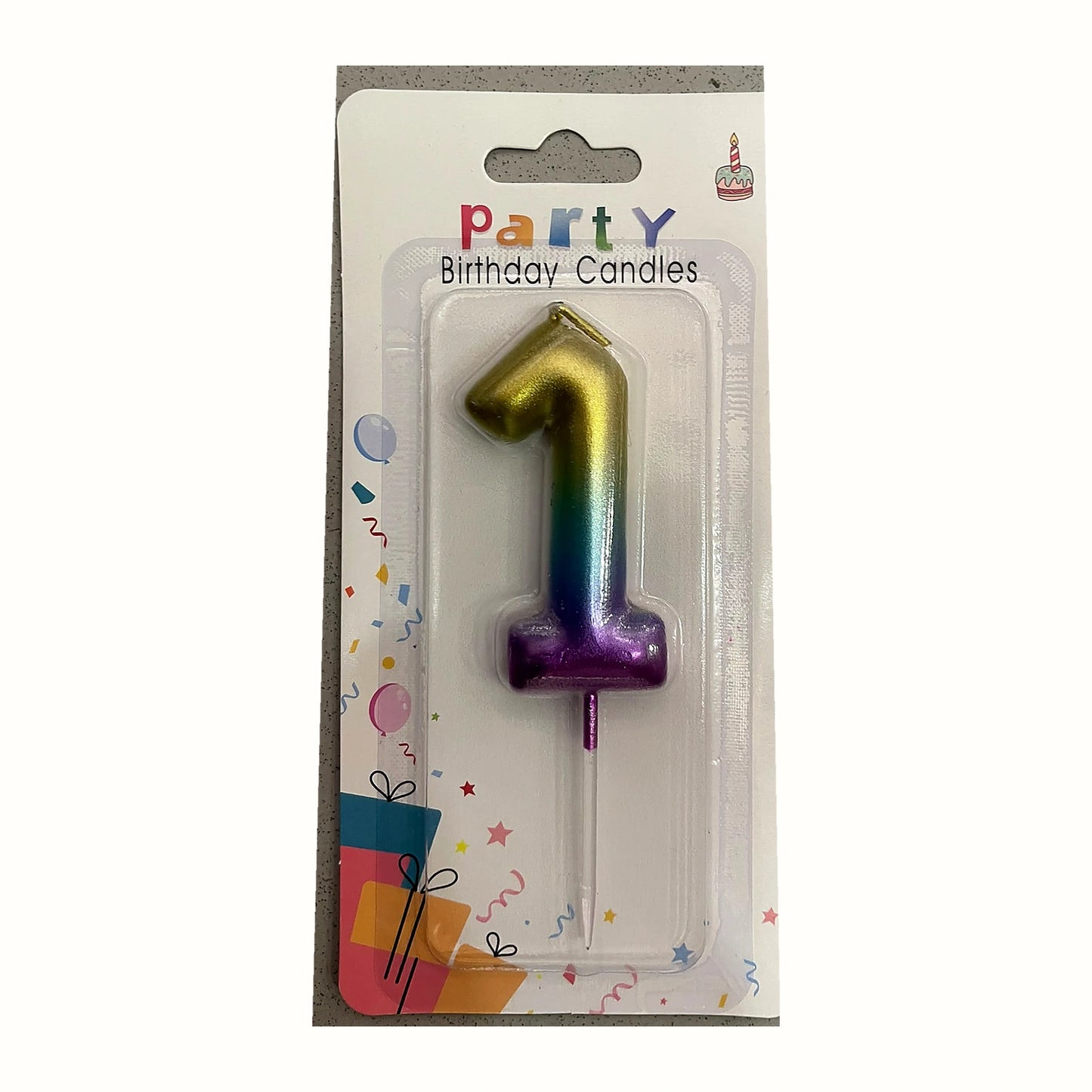 Renk Geçişli 1 Rakam Mum ambalajlı doğum günü pasta mumu