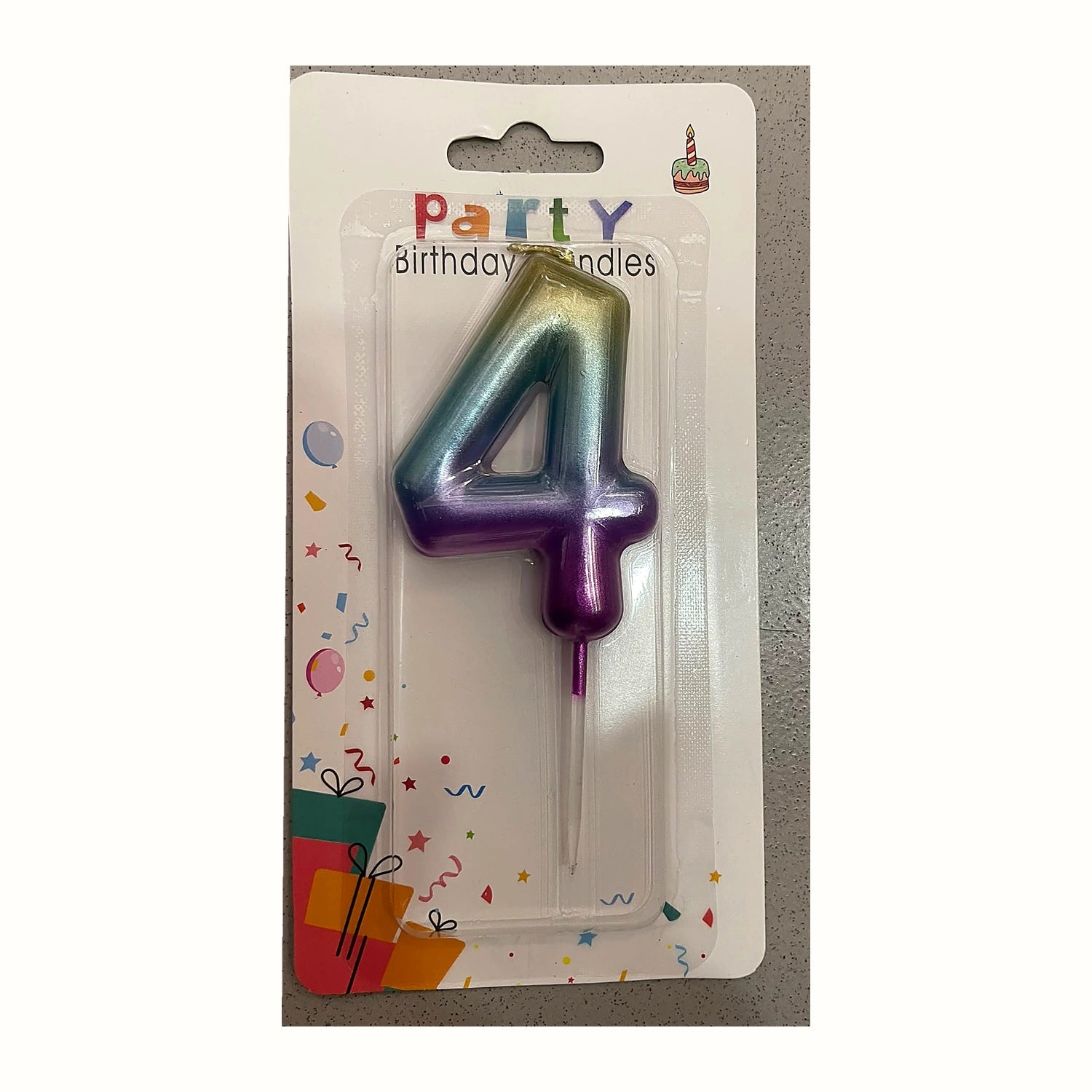 Renk Geçişli 4 Rakam Mum ambalajlı doğum günü pasta mumu