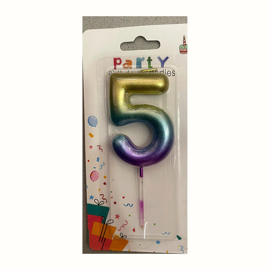 Renk Geçişli 5 Rakam Mum ambalajlı doğum günü pasta mumu