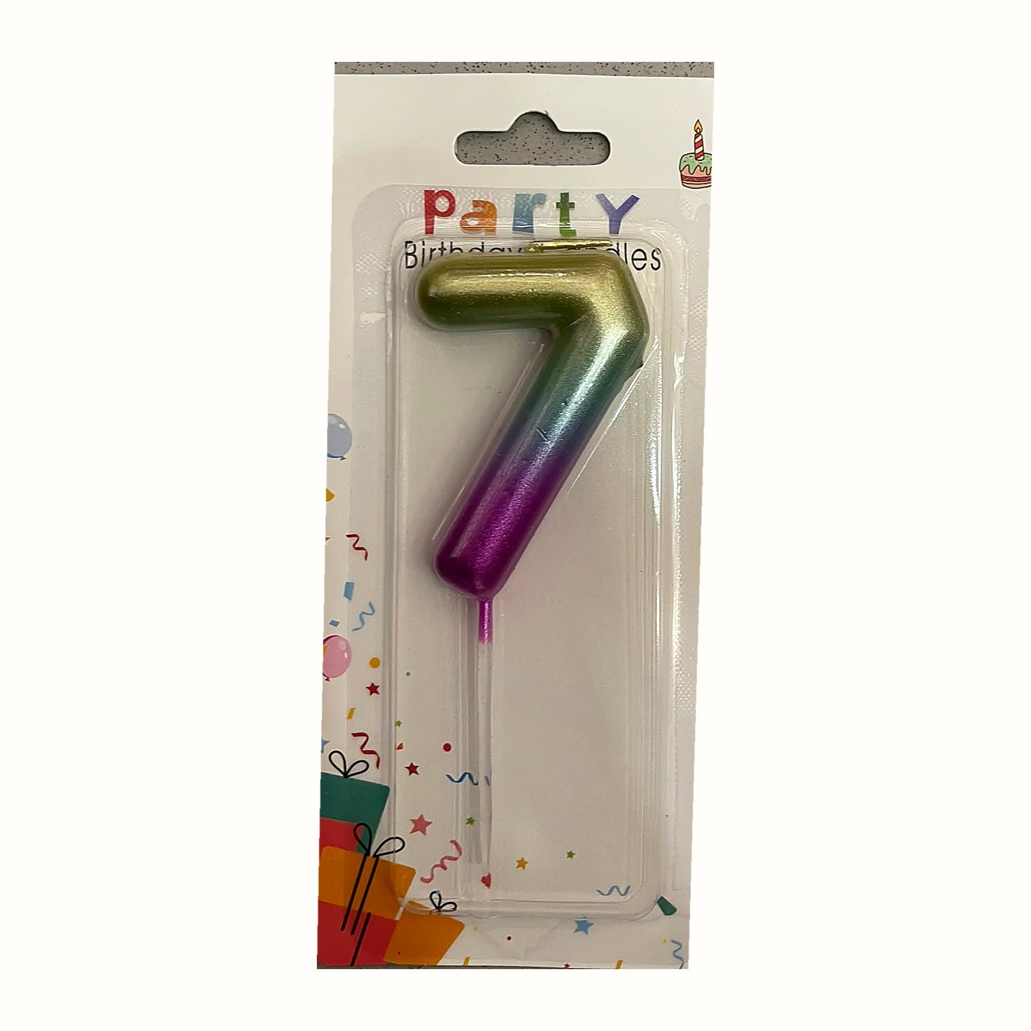 Renk Geçişli 7 Rakam Mum ambalajlı doğum günü pasta mumu