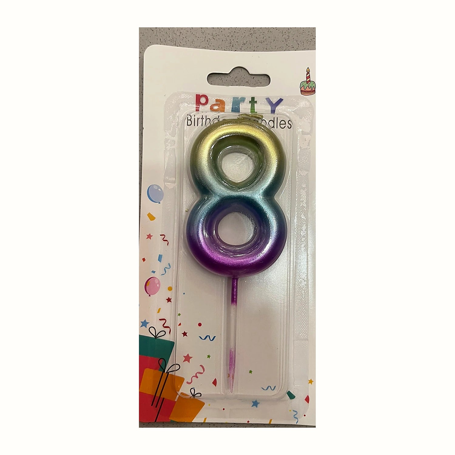 Renk Geçişli 8 Rakam Mum ambalajlı doğum günü pasta mumu
