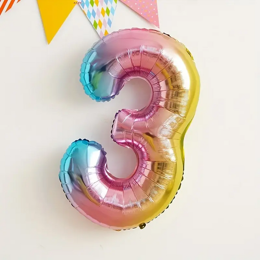 34'' 76 cm Gökkuşağı 3 Rakam Folyo Balon