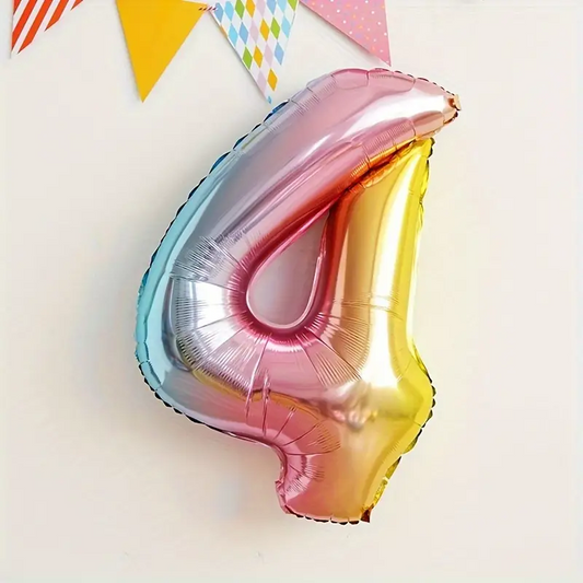 34'' 76 cm Gökkuşağı 4 Rakam Folyo Balon