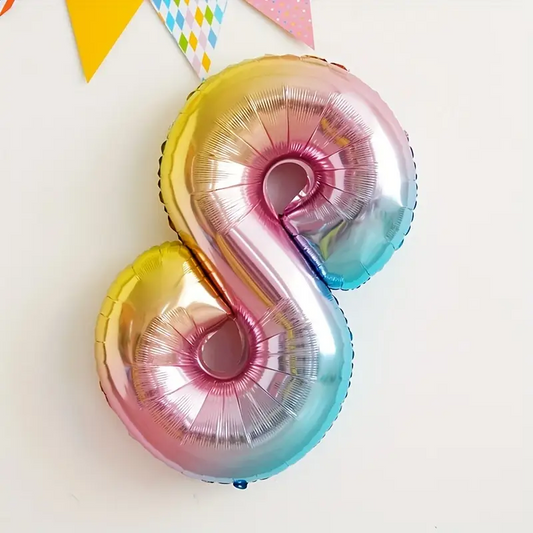 34'' 76 cm Gökkuşağı 8 Rakam Folyo Balon