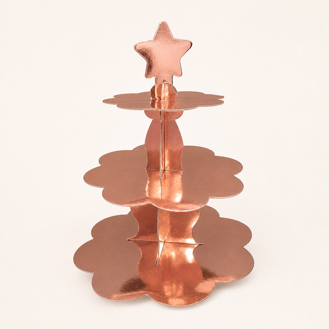 Rose Gold Yıldızlı 3 Katlı Cupcake Kek Standı