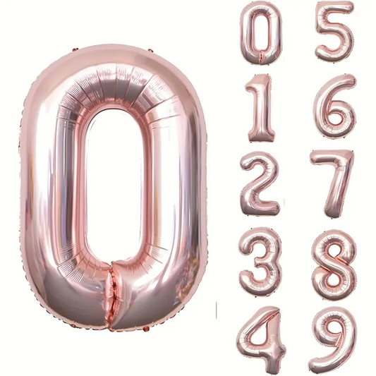 34'' 76 cm Siyah Rosegold 0 Rakam Folyo Balon