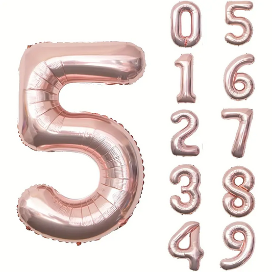 34'' 76 cm Siyah Rosegold 5 Rakam Folyo Balon