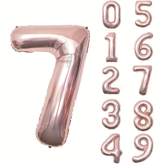 34'' 76 cm Siyah Rosegold 7 Rakam Folyo Balon