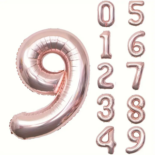 34'' 76 cm Siyah Rosegold 9 Rakam Folyo Balon