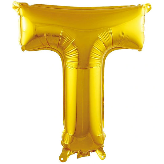 16 inç T harfi gold folyo balon, yaklaşık 36 cm