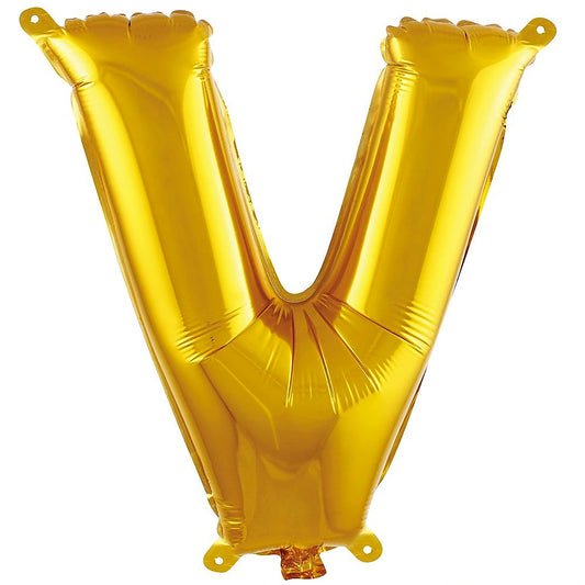 16 inç V harfi gold folyo balon, yaklaşık 36 cm