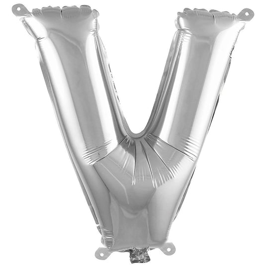 16 inç V harfi gümüş folyo balon, yaklaşık 36 cm
