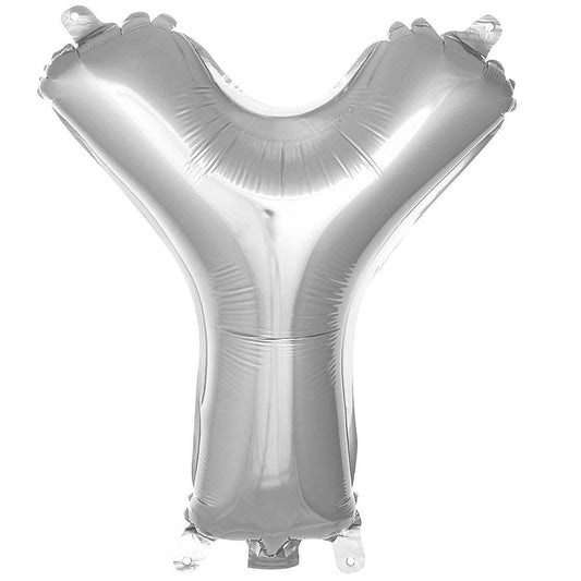 16 inç Y harfi gümüş folyo balon, yaklaşık 36 cm