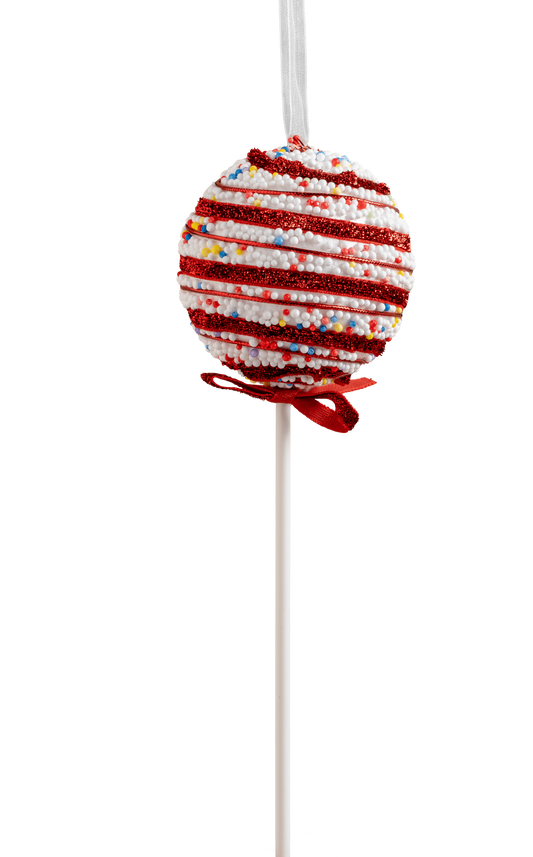 Yılbaşı Süsü Pıtırcıklı Lolipop Kırmızı Beyaz 22 cm