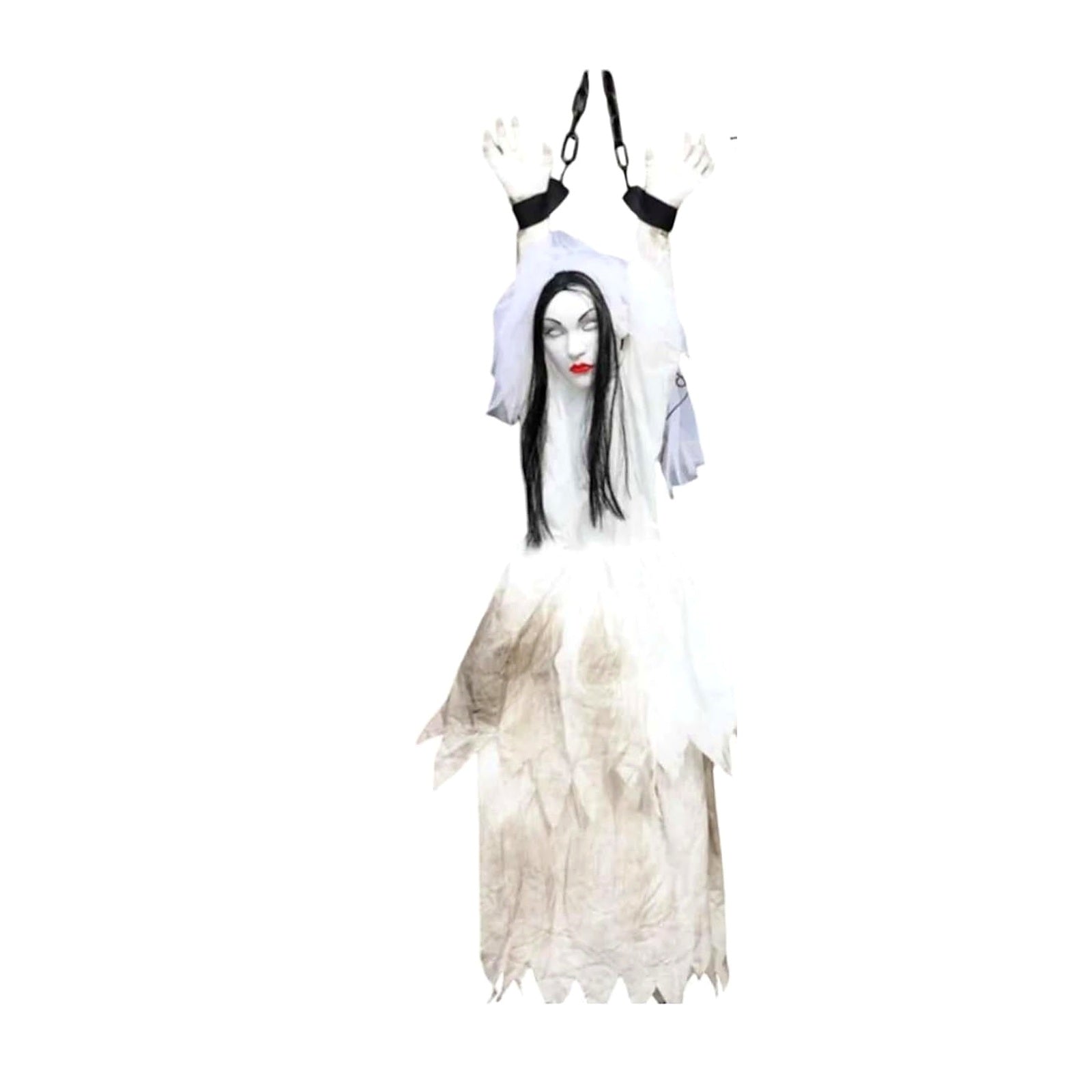 120 cm zincirli asılı beyaz hayalet kadın Halloween dekoru